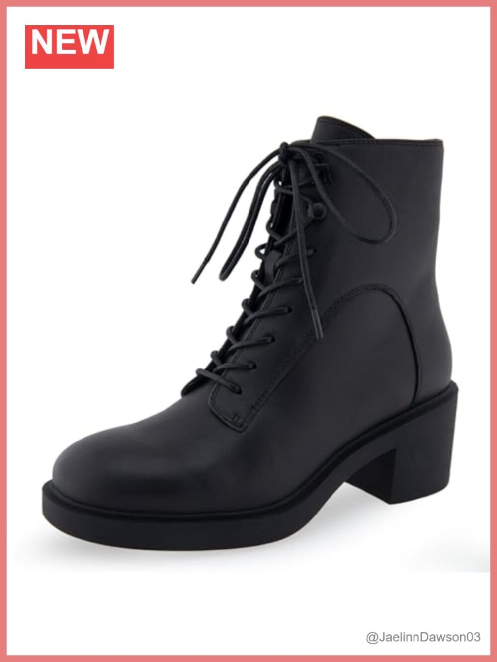 Genuine Leather Women's Lace-Up Zip Combat Boots Mid-Calf